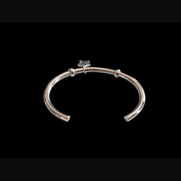 Coach Open Bangle Silver Tone Star Charm Bracelet - Picture 7 of 8